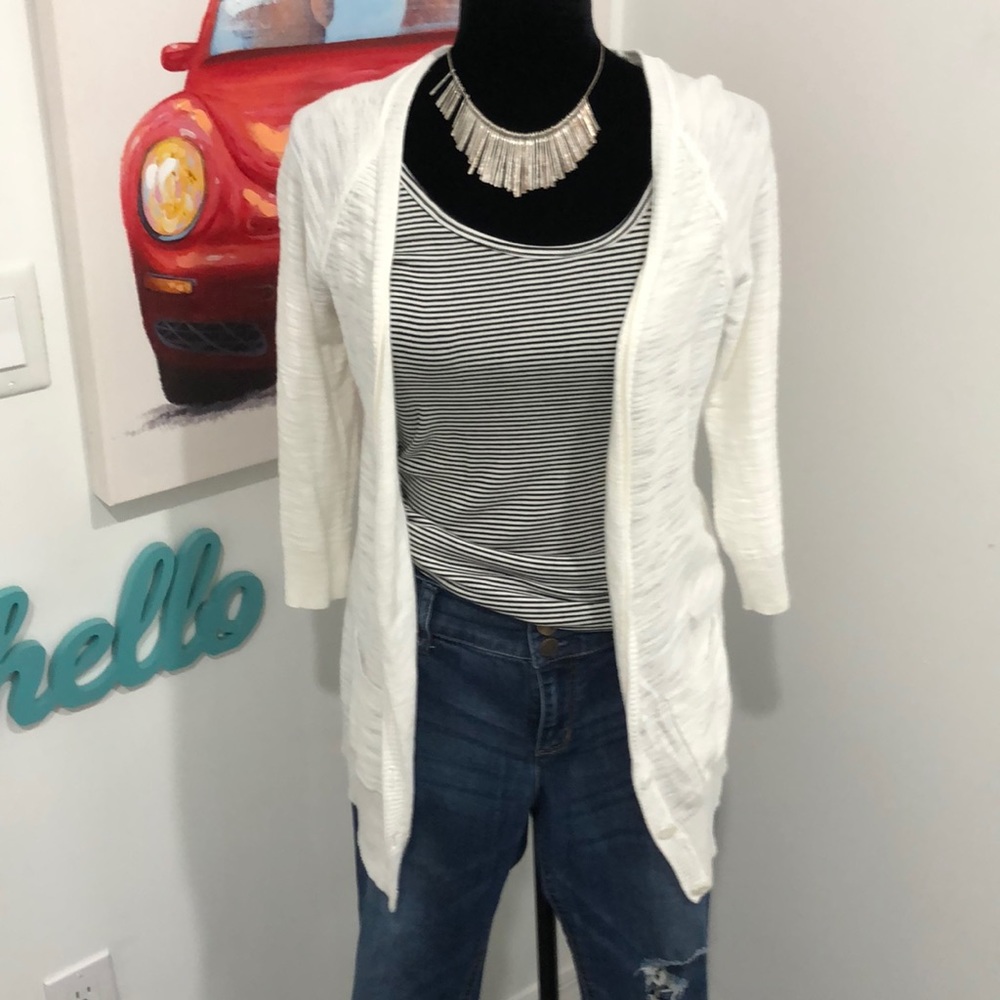 White Merona  M three-quarter sleeve cardigan